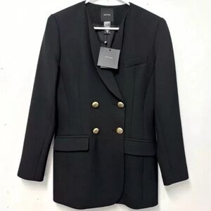 Smythe Collarless Double Breasted Blazer in Black